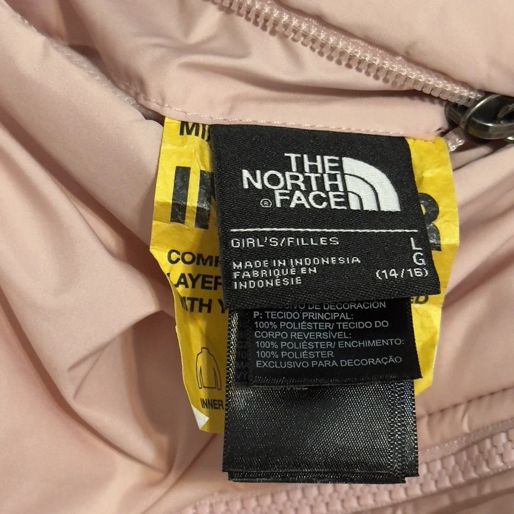 Sz L Large 14-16 The North Face Girl's Reversible Sherpa Jacket Long Sleeve Pink